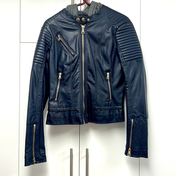 Cisono faux leather navy blue jacket - Picture 1 of 2